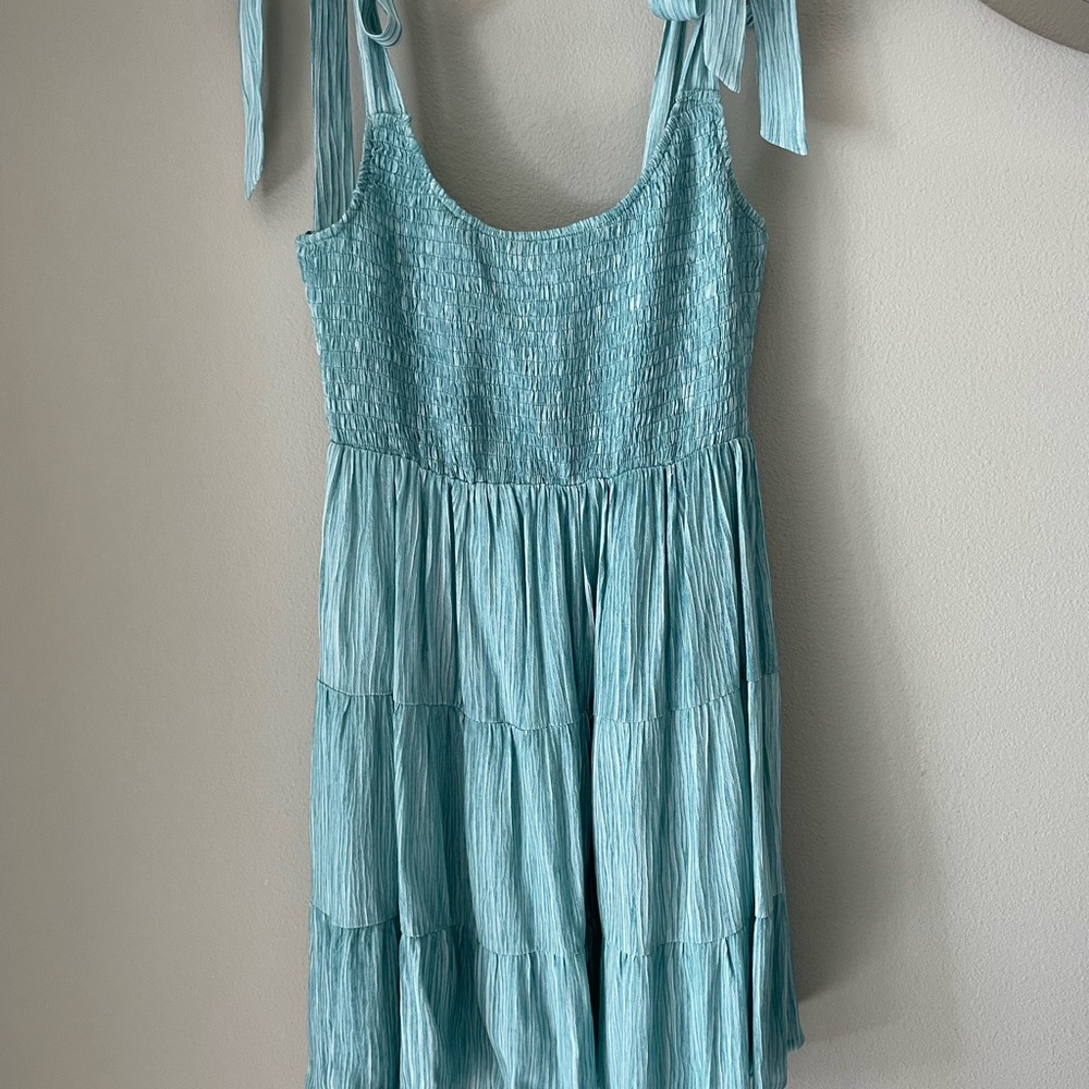 Le Lis Teal Textured Sleeveless Dress